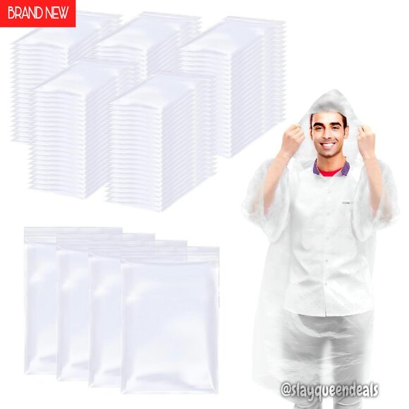 108 Pack Disposable Rain Ponchos Waterproof Hooded for Adults Outdoor Travel